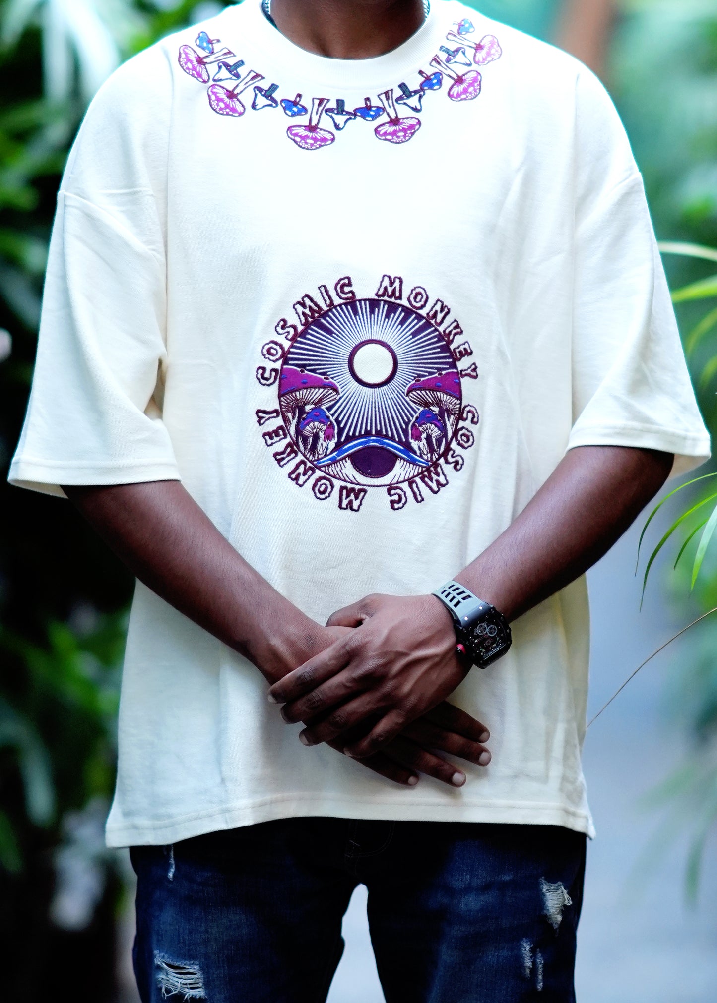 COSMIC MONKEY - Embroidered Oversized Tee